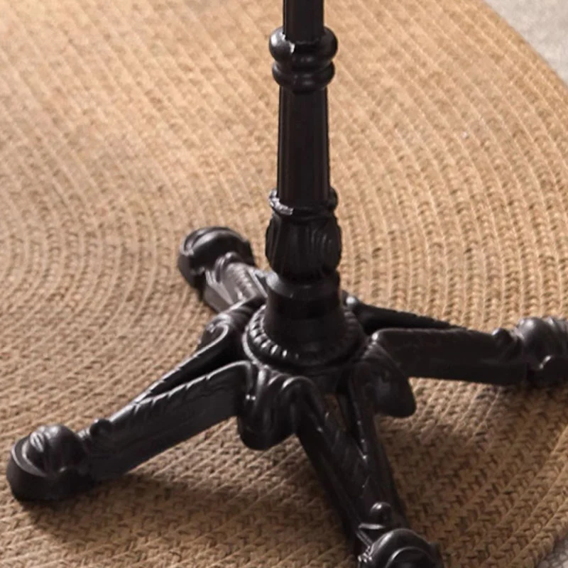 Traditional Chinese Ash Wood Veneer Iron Floral Round End Table 1 Tier For Living Room