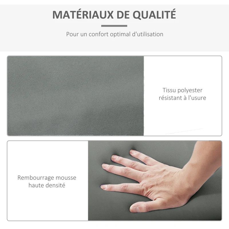 Lot de 2 matelas transat 196 x 55 x 8 cm confort mousse haute densité sangles moderne épuré en polyester gris foncé 21_0004654