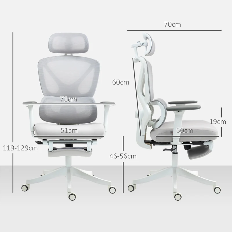 Fauteuil de bureau 71 x 70 x 129 cm hauteur réglable dossier inclinable moderne épuré ambiance cosy en polyester gris 21_0006290