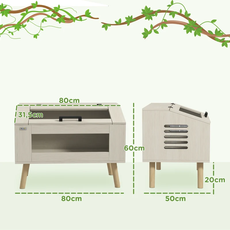 Terrarium reptiles 80 x 50 x 60 cm observation ventilation optimale scandinave en panneau de particules bois naturel 21_0007843