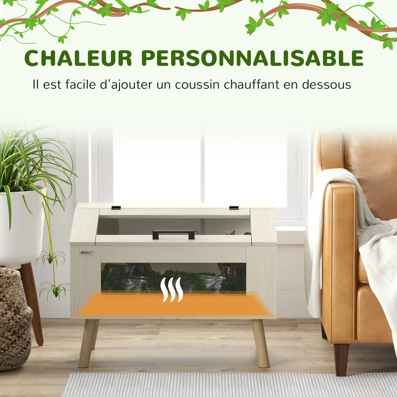 Terrarium reptiles 80 x 50 x 60 cm observation ventilation optimale scandinave en panneau de particules bois naturel 21_0007843