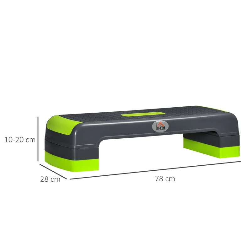 Step aérobie fitness plateau antidérapant 78 x 28 x 20 cm hauteur réglable 3 niveaux moderne contemporain en PP vert 21_0006712
