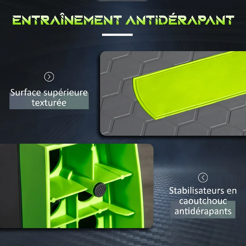 Step aérobie fitness plateau antidérapant 78 x 28 x 20 cm hauteur réglable 3 niveaux moderne contemporain en PP vert 21_0006712