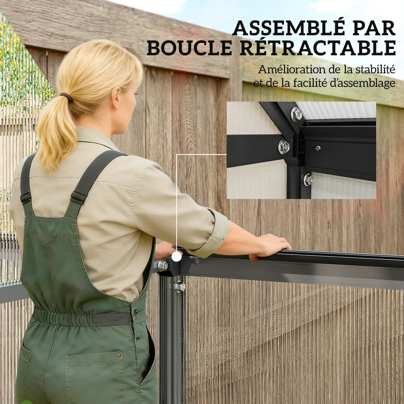 Serre de jardin 178 x 168 x 195 cm fenêtre 5 niveaux porte battante moderne contemporain en polycarbonate transparent 21_0005597