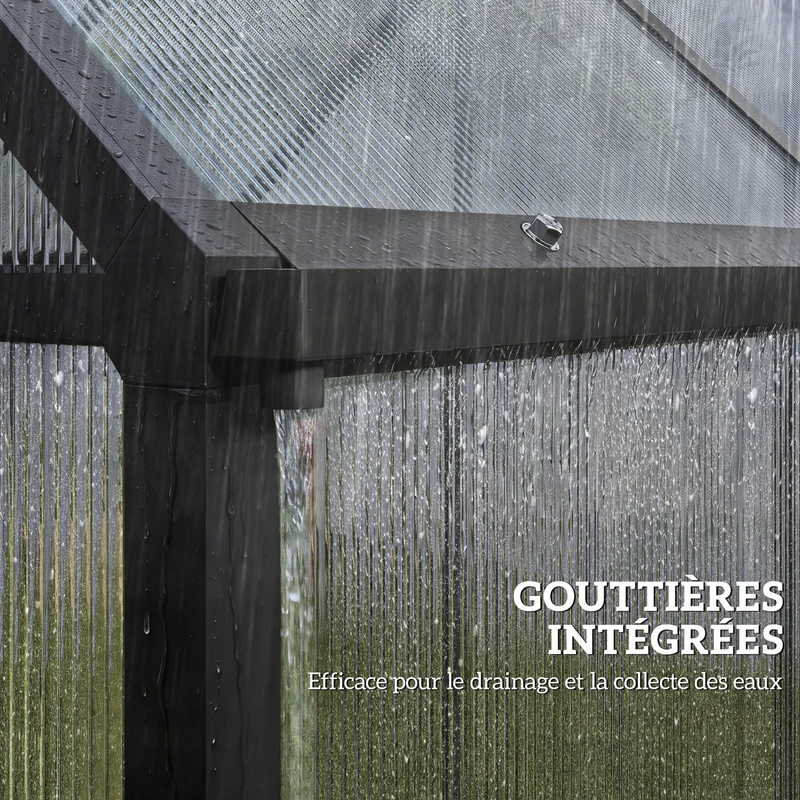 Serre de jardin 178 x 168 x 195 cm fenêtre 5 niveaux porte battante moderne contemporain en polycarbonate transparent 21_0005597