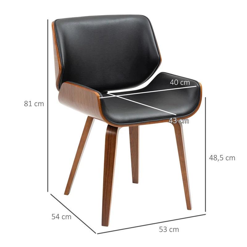 Lot de 2 chaises de salle à manger 53 x 54 x 81 cm assise rembourrée style vintage chic en revêtement synthétique noir 21_0002306