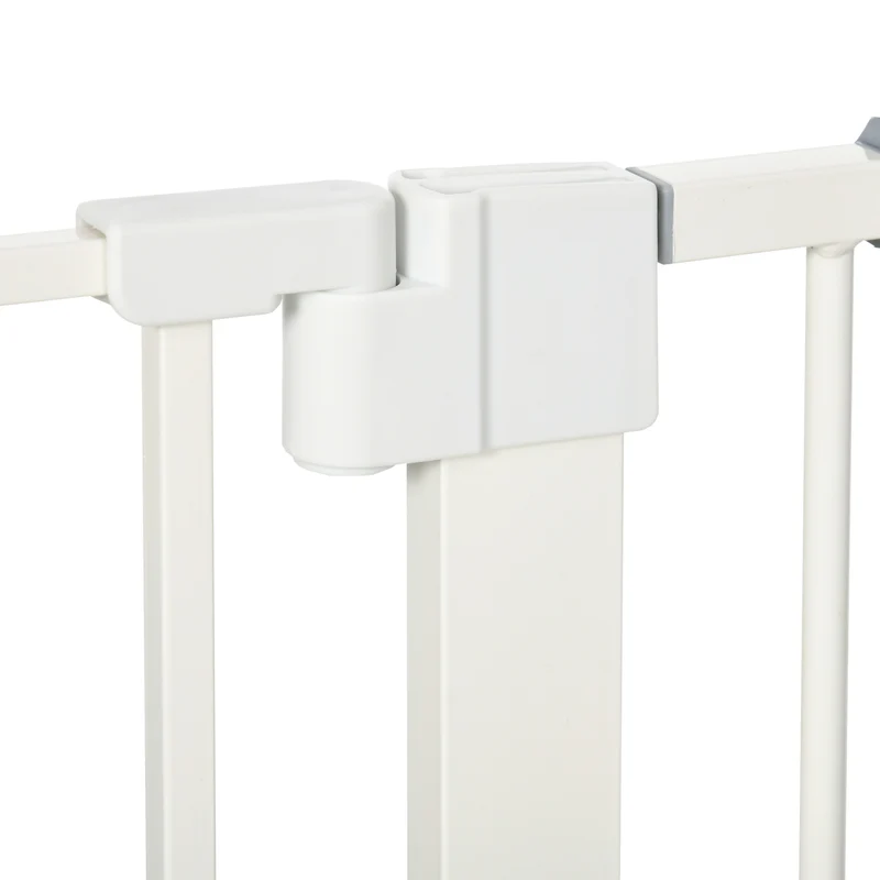 Lot de 2 barrières de sécurité pour portes escaliers 76-103 x 77 x 4,2 cm fermeture automatique moderne en acier blanc 21_0007499