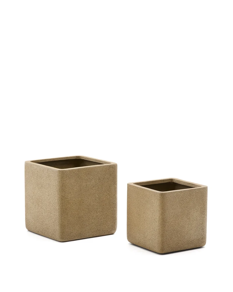 Set of 2 Minoa planters with mustard stone effect 44 x 44 cm