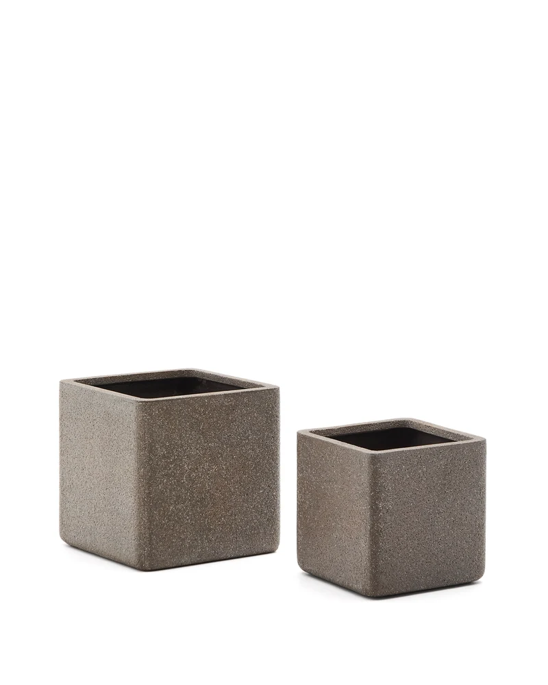 Set of 2 Minoa planters with brown stone effect 44 x 44 cm