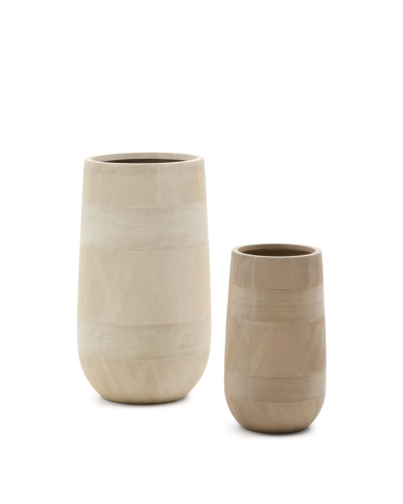 Tival beige cement-effect planter Ø 45 cm / Ø 32 cm