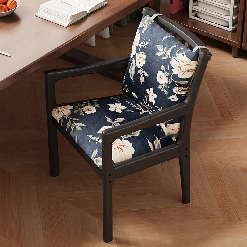 Contemporary Nordic Rectangular Linen-Cotton Rubberwood Multi-Layer Plywood Accent Chair Backrest Armrest For Living Room