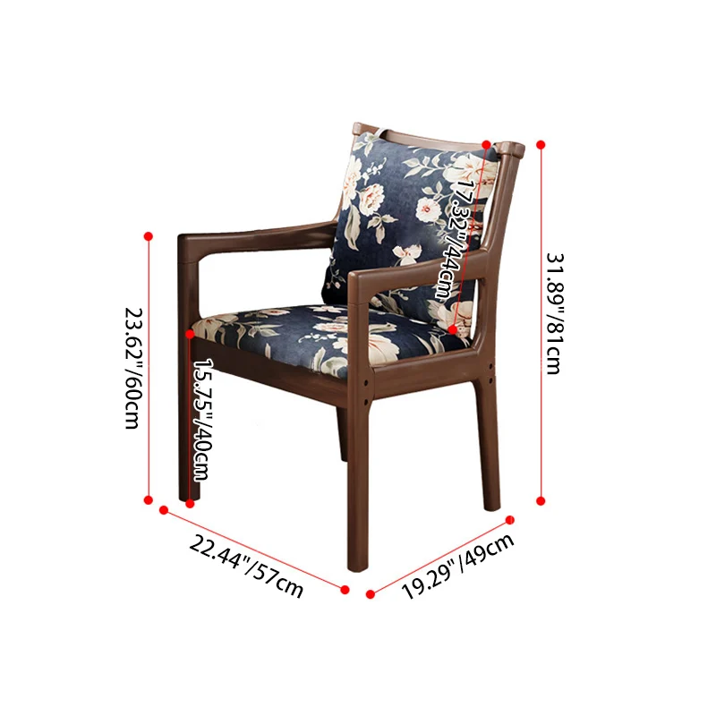 Contemporary Nordic Rectangular Linen-Cotton Rubberwood Multi-Layer Plywood Accent Chair Backrest Armrest For Living Room