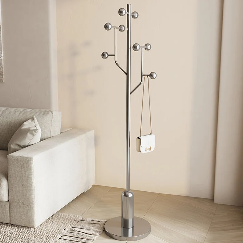 Modern Minimalist Spherical Tree-Shaped Cylindrical Rubberwood Stainless Steel Marble Hall Tree For Bedroom & Entryways