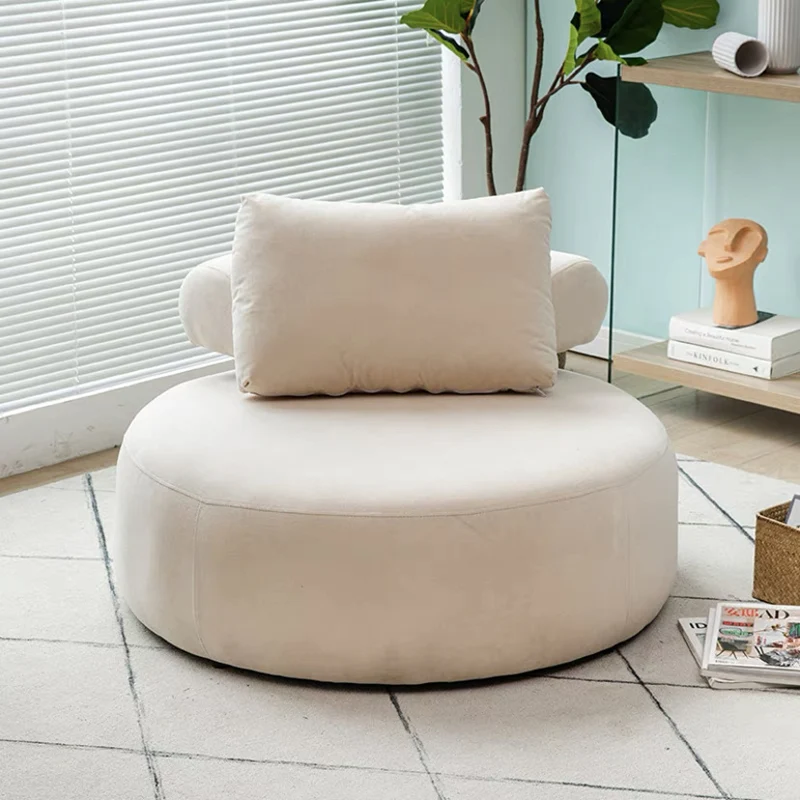 Modern Minimalist Cylindrical Curved Linen Sherpa Fabric Solid Wood Accent Chair Backrest Armless For Living Room