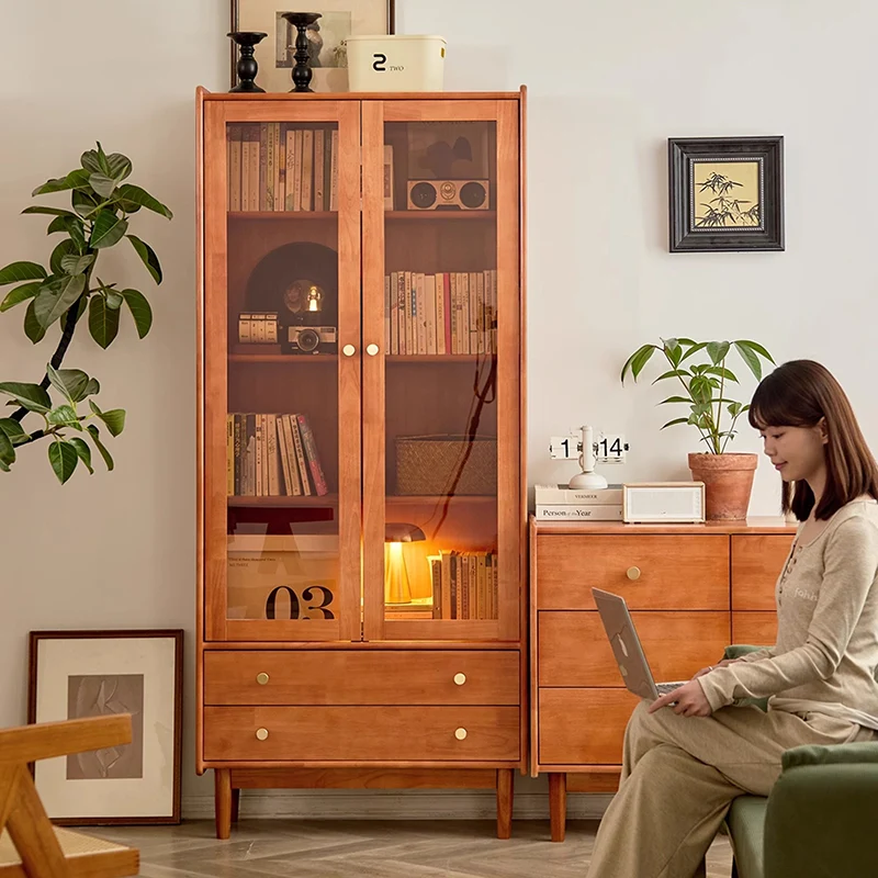 Contemporary Nordic Rectangular Rubberwood Pine Rubberwood Plywood Storage Cabinet 1-Cabinet For Living Room
