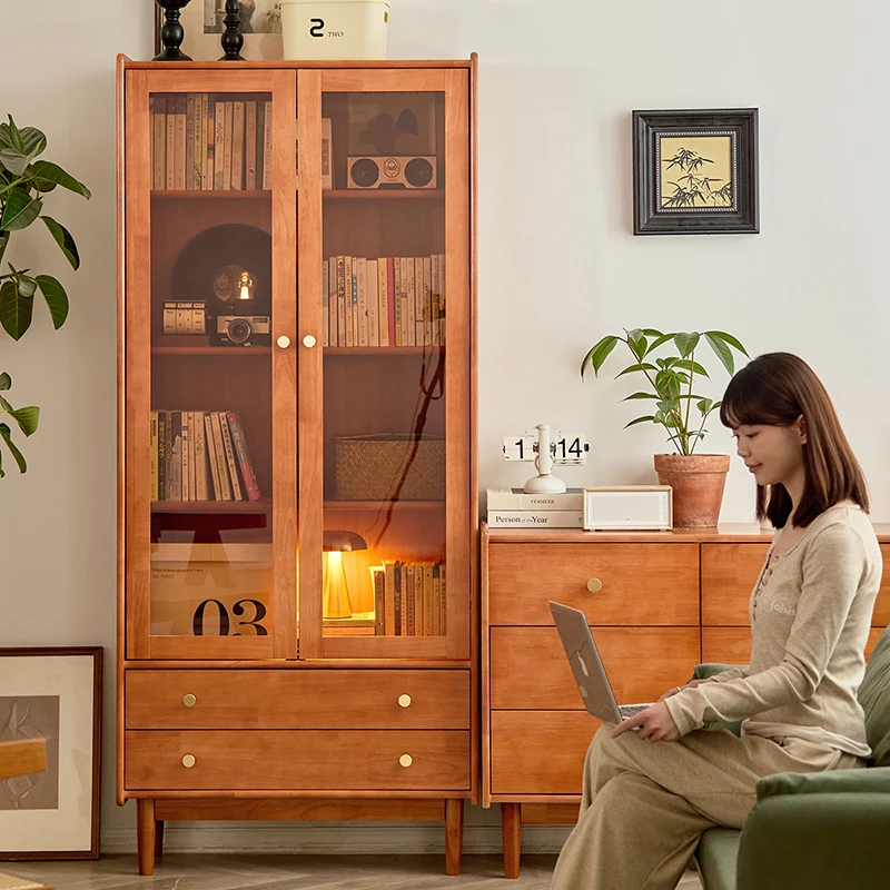 Contemporary Nordic Rectangular Rubberwood Pine Rubberwood Plywood Storage Cabinet 1-Cabinet For Living Room