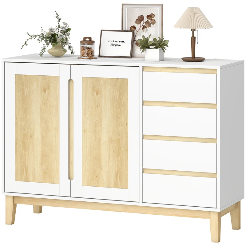 Buffet meuble de rangement salon 120 x 40 x 86 cm rangement modulable étagère réglable scandinave épuré en MDF blanc 21_0003558