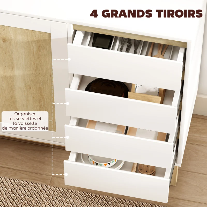 Buffet meuble de rangement salon 120 x 40 x 86 cm rangement modulable étagère réglable scandinave épuré en MDF blanc 21_0003558