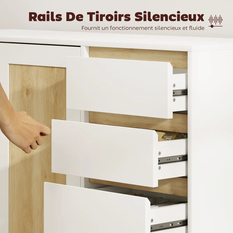 Buffet meuble de rangement salon 120 x 40 x 86 cm rangement modulable étagère réglable scandinave épuré en MDF blanc 21_0003558