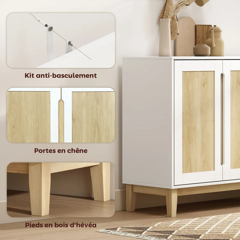 Buffet meuble de rangement salon 120 x 40 x 86 cm rangement modulable étagère réglable scandinave épuré en MDF blanc 21_0003558
