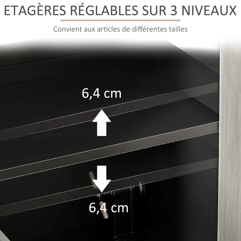 Buffet de cuisine 121 x 37 x 75 cm 2 portes et étagères réglables contemporain épuré en panneau de particules gris foncé 21_0003214