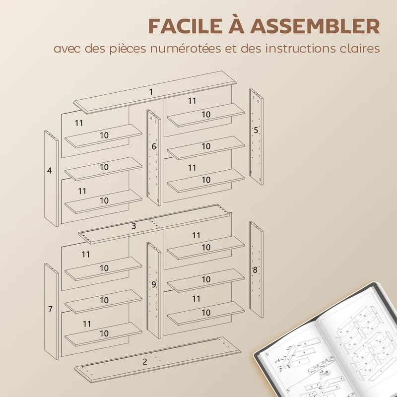 Étagère cd dvd 106.5 x 24 x 126.3 cm capacité 720 profondeur réduite rustique vintage en panneau de particules marron 21_0002516