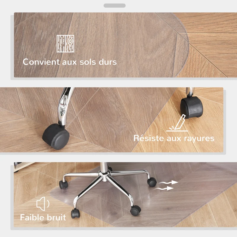 Tapis pour chaise de bureau rectangulaire 120 x 90 x 0,15 cm antidérapant lavable minimaliste en plastique transparent 21_0006425