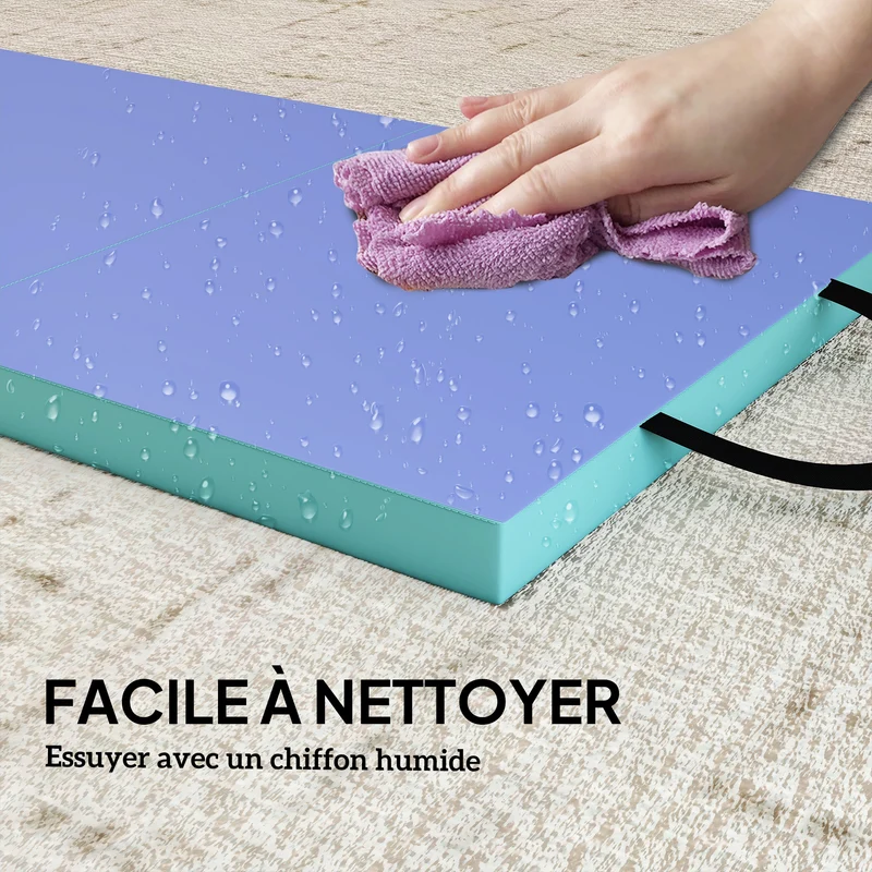 Tapis de gymnastique pliable 180 x 60 x 5 cm protection articulaire antidérapant moderne en polyéthylène expansé vert 21_0006601