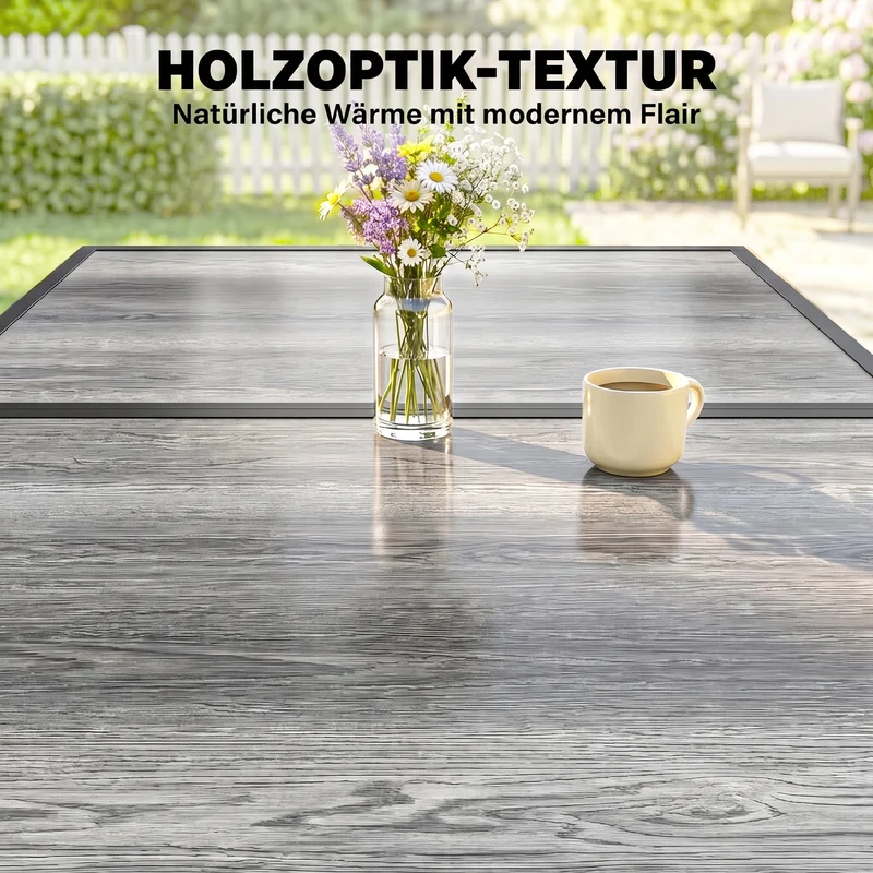 Table de jardin 150 x 80 x 74 cm 4 à 6 places résistante aux intempéries design contemporain en acier galvanisé gris 21_0005352