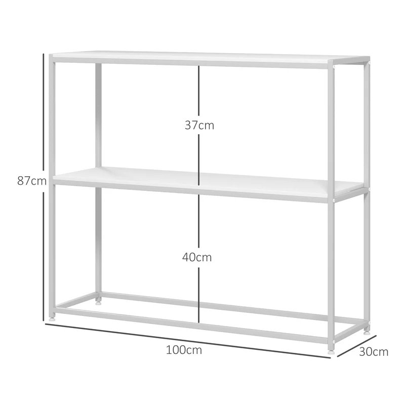 Table console entrée 100 x 30 x 87 cm grand rangement finition mate design minimaliste en panneau de particules blanc 21_0002706