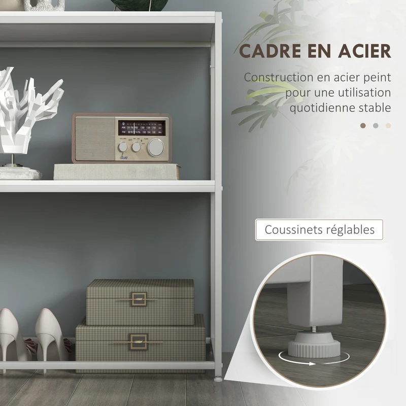 Table console entrée 100 x 30 x 87 cm grand rangement finition mate design minimaliste en panneau de particules blanc 21_0002706