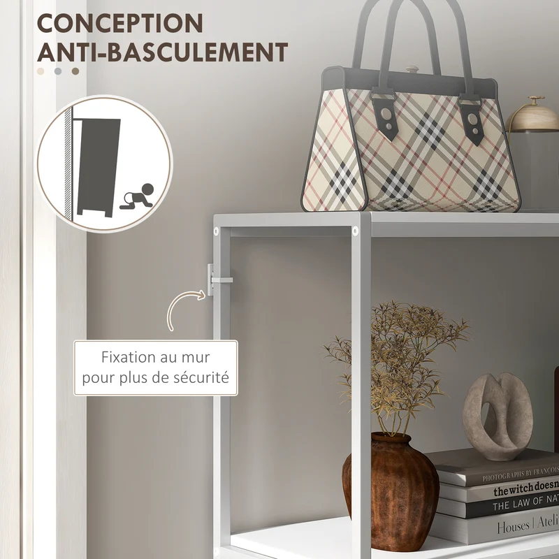 Table console entrée 100 x 30 x 87 cm grand rangement finition mate design minimaliste en panneau de particules blanc 21_0002706