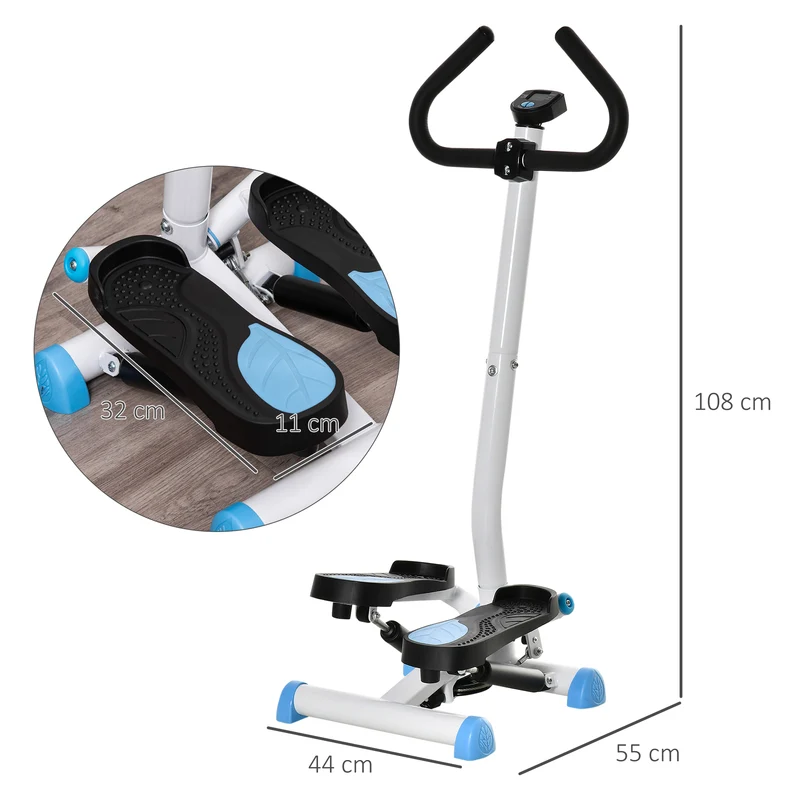 Stepper avec guidon pour maison et bureau 55 x 44 x 108 cm tonifie hanches et jambes compact style épuré en acier blanc 21_0006704