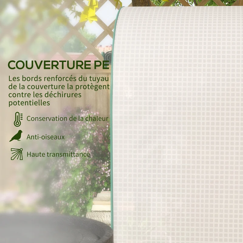 Serre de balcon compacte 80 x 50 x 160 cm protection uv porte enroulable design épuré pour terrasse jardin en pe blanc 21_0004238
