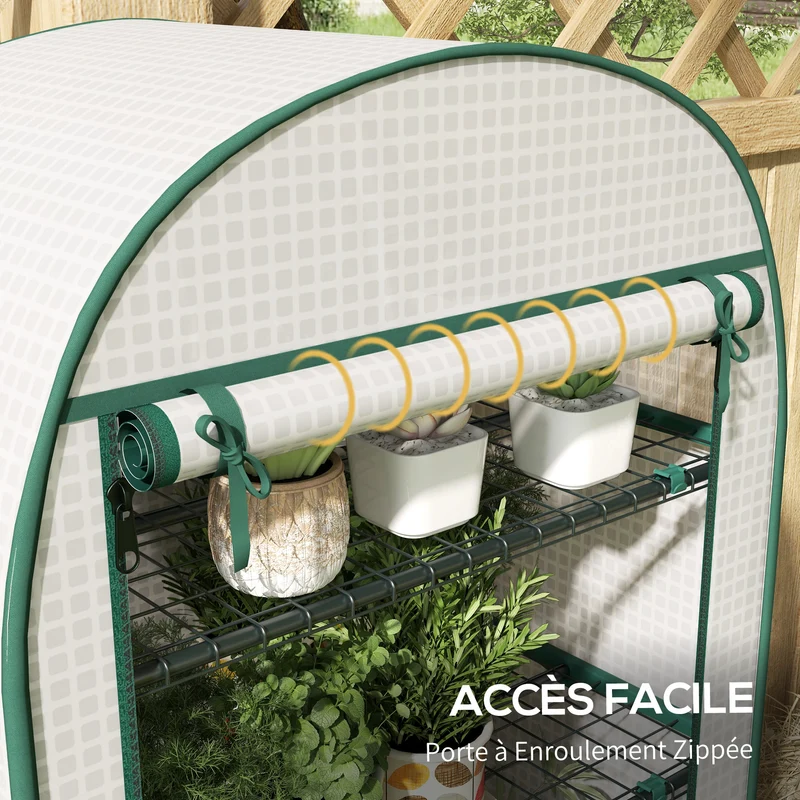 Serre de balcon compacte 80 x 50 x 160 cm protection uv porte enroulable design épuré pour terrasse jardin en pe blanc 21_0004238