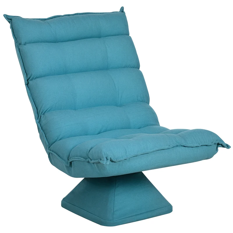 Fauteuil de sol pivotant salon 62 x 70 x 95 cm dossier inclinable confort design capitonné siège épais en velours bleu 21_0003077