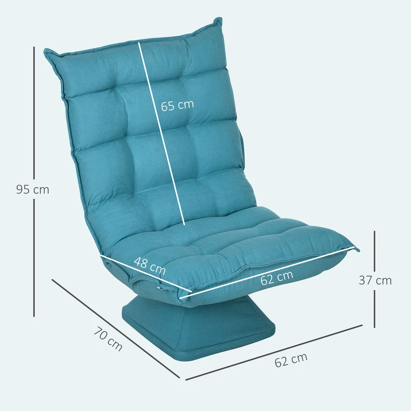 Fauteuil de sol pivotant salon 62 x 70 x 95 cm dossier inclinable confort design capitonné siège épais en velours bleu 21_0003077