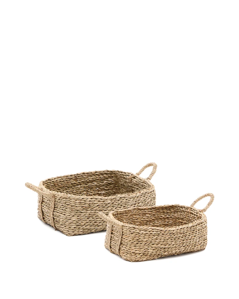 Milly set of 2 natural fibre baskets, 32 x 20 cm / 34 x 20 cm