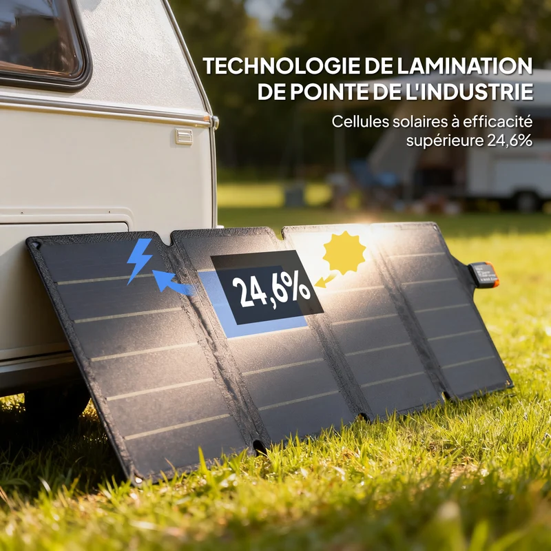 Chargeur solaire pliable ultraléger camping 89.8 x 27.9 x 1 cm charge 36 w ip67 type-c usb-a moderne épuré en etfe gris 21_0005138