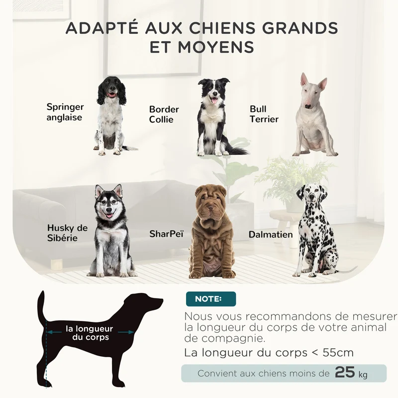 Canapé chien et chat 100 x 62 x 32 cm coussin amovible mousse haute densité style scandinave cosy en polyester gris 21_0007354