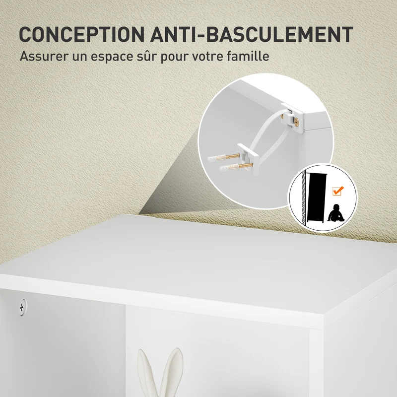 Bibliothèque de rangement 30 x 24 x 133.5 cm étagères réglables anti basculement moderne en panneau de particules blanc 21_0002507