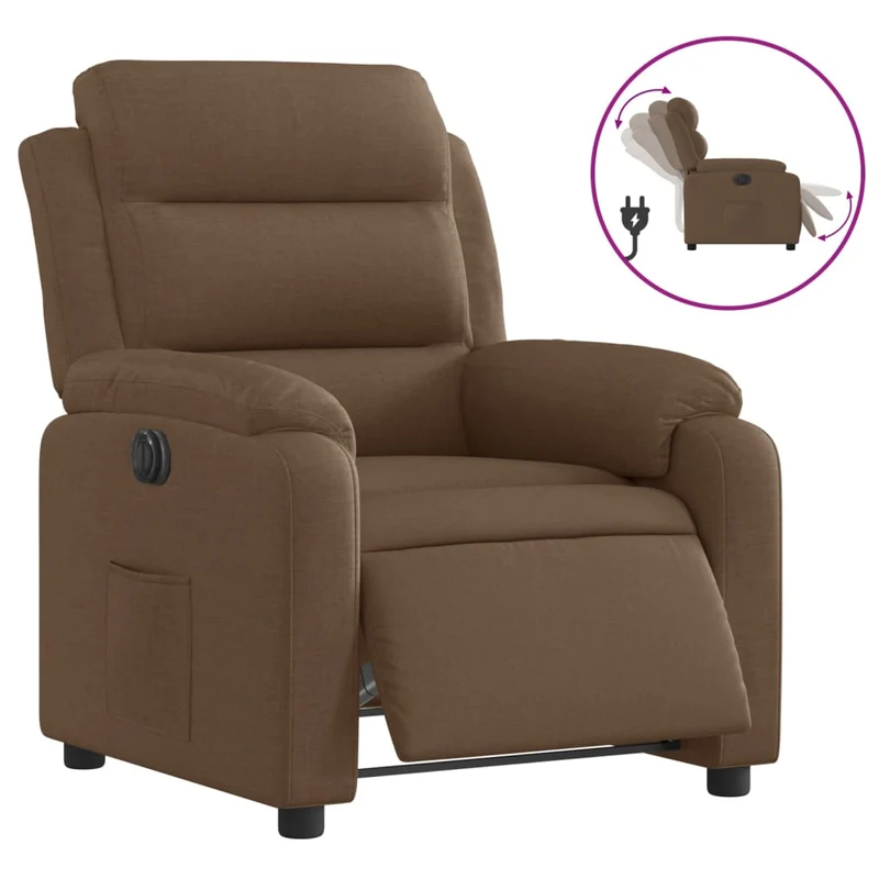 Fauteuil relax TV fonction d'inclinaison électrique très confortable en tissu marron DEC028440