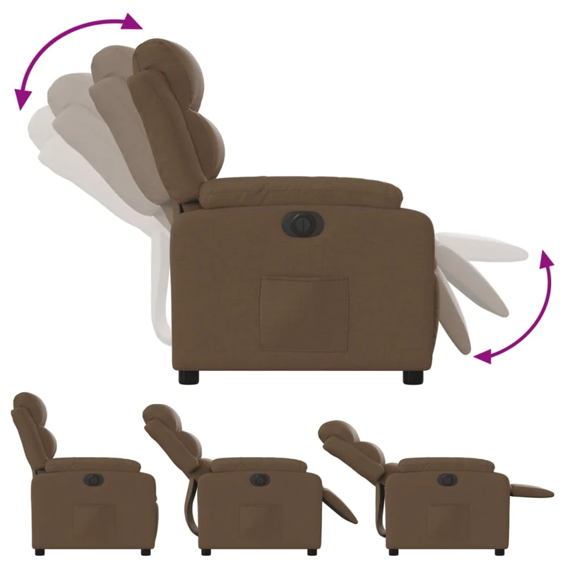 Fauteuil relax TV fonction d'inclinaison électrique très confortable en tissu marron DEC028440