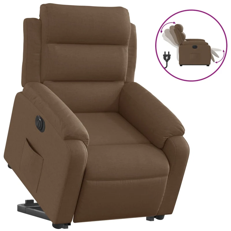 Fauteuil relax TV fonction de levage électrique très confortable en tissu marron DEC028445