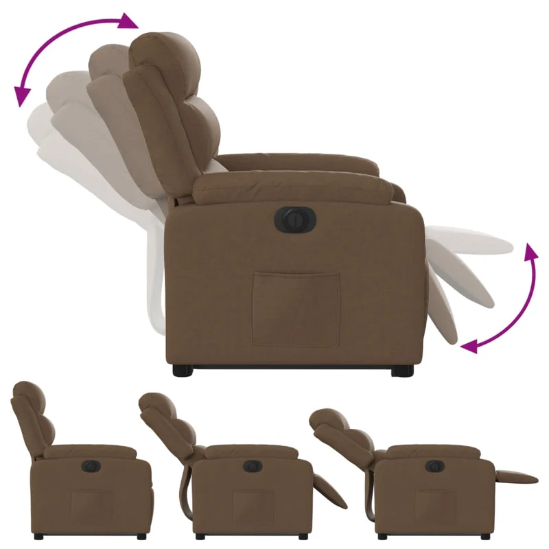 Fauteuil relax TV fonction de levage électrique très confortable en tissu marron DEC028445