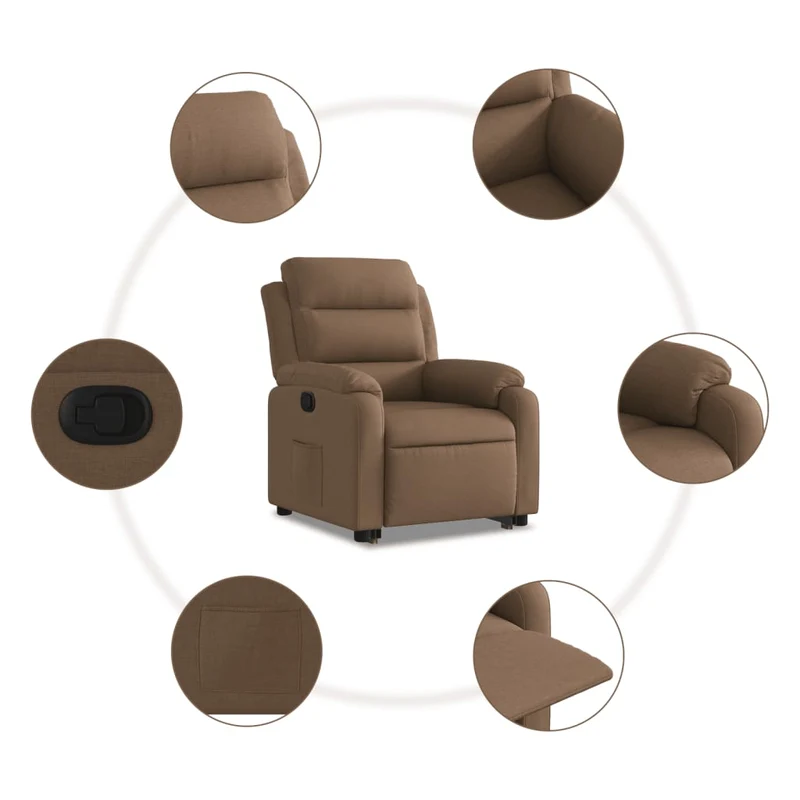 Fauteuil relax TV rembourrage confortable fonction de levage électrique en tissu marron DEC028058