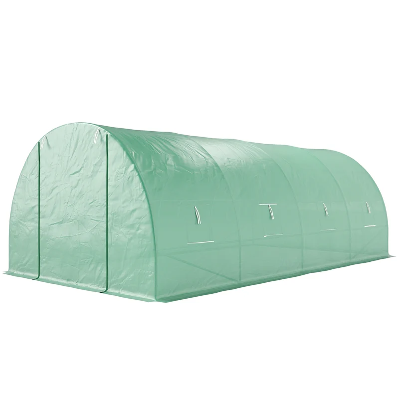 Serre tunnel de jardin 600 x 300 x 200 cm protection plantes contre intempéries montage facile moderne en acier vert 21_0004022