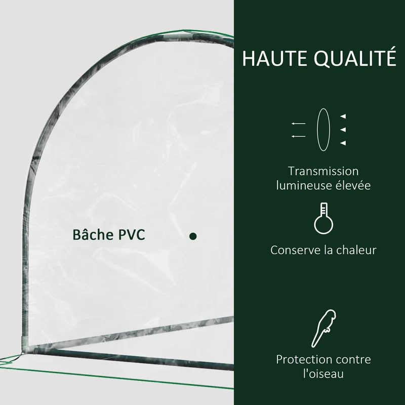 Serre tunnel de jardin 200 x 100 x 80 cm protège contre le gel optimise le rendement contemporain épuré en PVC vert 21_0004141