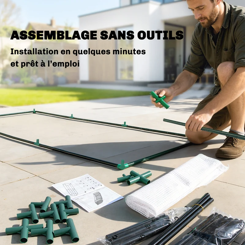 Serre de jardin mini tunnel pour tomates 200 x 100 x 80 cm antigel porte zippée design contemporain en acier blanc 21_0004140