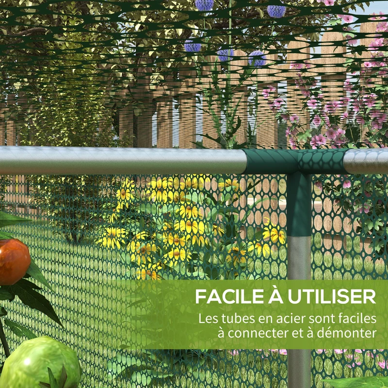 Serre de jardin compacte 125 x 248 x 62.5 cm porte enroulable zippée très stable contemporain extérieur en hdpe vert 21_0005416